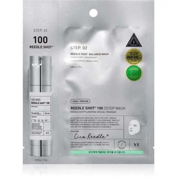 VT Cosmetics VT Cosmetics Reedle Shot 100 2-Step Mask интензивна възстановяваща маска за двуфазно третиране на кожата на лицето 26.5 гр.