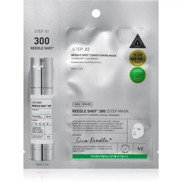 VT Cosmetics VT Cosmetics Reedle Shot 300 2-Step Mask интензивна възстановяваща маска за двуфазно третиране на кожата на лицето 26.5 гр.
