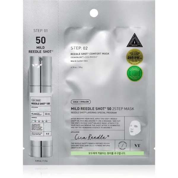 VT Cosmetics VT Cosmetics Reedle Shot 50 2-Step Mask интензивна възстановяваща маска за двуфазно третиране на кожата на лицето 26.5 гр.
