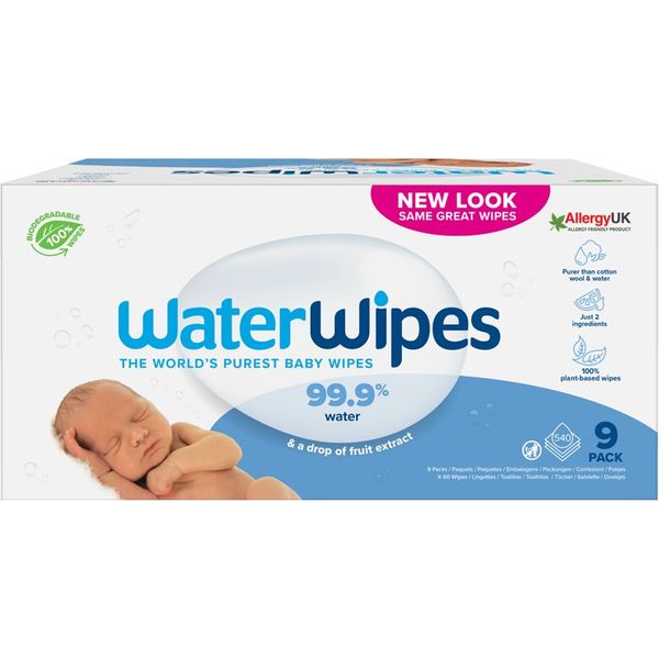 Water Wipes Water Wipes Baby Wipes 9 Pack нежни мокри кърпички за бебета 9x60 бр.