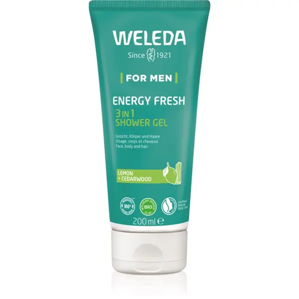 Weleda Weleda Energy Fresh 3in1 почистващ гел 3 в 1 за коса и тяло за мъже 200 мл.