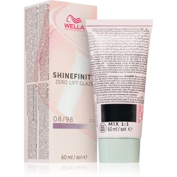Wella Professionals Wella Professionals Shinefinity Zero Lift Glaze полуперманентна тонираща боя за коса цвят 08/98 - Silver Pearl 60 мл.