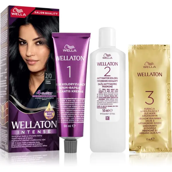 Wella Wella Wellaton Intense перманентната боя за коса с арганово масло цвят 2/0 Black 1 бр.