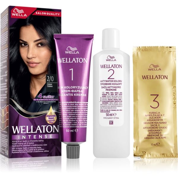 Wella Wella Wellaton Intense перманентната боя за коса с арганово масло цвят 2/0 Black 1 бр.