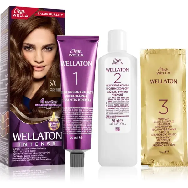 Wella Wella Wellaton Intense перманентната боя за коса с арганово масло цвят 5/0 Light Brown 1 бр.
