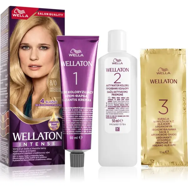 Wella Wella Wellaton Intense перманентната боя за коса с арганово масло цвят 8/0 Light Blonde 1 бр.