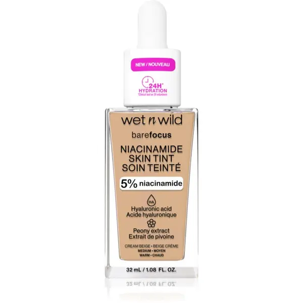 Wet n Wild Wet n Wild BareFocus Niacinamide Skin Tint лек хидратиращ фон дьо тен цвят Cream Beige (Warm) 32 мл.