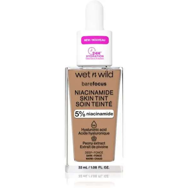 Wet n Wild Wet n Wild BareFocus Niacinamide Skin Tint лек хидратиращ фон дьо тен цвят Deep (Warm) 32 мл.