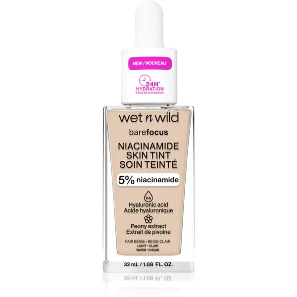 Wet n Wild Wet n Wild BareFocus Niacinamide Skin Tint лек хидратиращ фон дьо тен цвят Fair Beige (Warm) 32 мл.