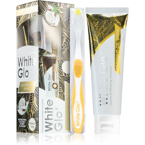 White Glo White Glo Coconut Oil Shine избелваща паста с четка Coconut and Mint Flavour 150 гр.