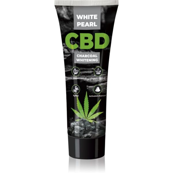 White Pearl White Pearl CBD Charcoal Whitening избелваща паста за зъби с активен въглен с конопено масло 75 мл.