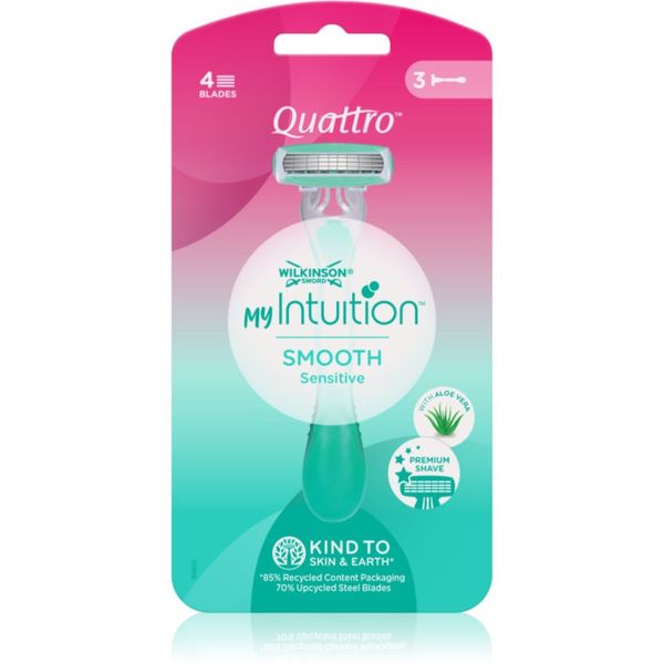 Wilkinson Sword Wilkinson Sword Quattro for Women My Intuition Smooth самобръсначки за еднократна употреба Aloe and Vitamin E 3 бр.