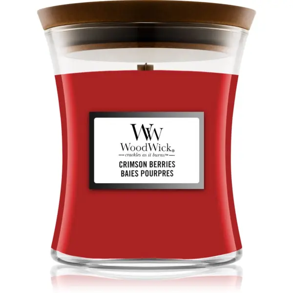 Woodwick Woodwick Crimson Berries ароматна свещ с дървен фитил 85 гр.