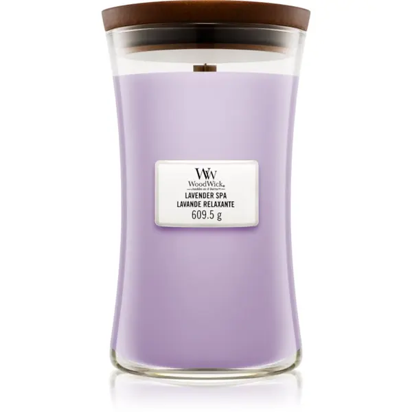 Woodwick Woodwick Lavender Spa ароматна свещ с дървен фитил 609.5 гр.