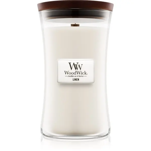 Woodwick Woodwick Linen ароматна свещ с дървен фитил 609.5 гр.