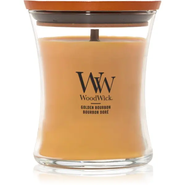 Woodwick Woodwick Opulent Wood Golden Bourbon ароматна свещ с дървен фитил (hearthwick) 275 гр.