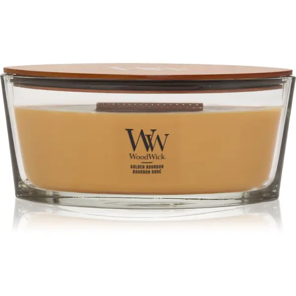 Woodwick Woodwick Opulent Wood Golden Bourbon ароматна свещ с дървен фитил (hearthwick) 453.6 гр.