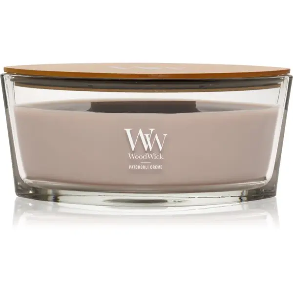 Woodwick Woodwick Opulent Wood Patchouli Creme ароматна свещ с дървен фитил 453.6 гр.