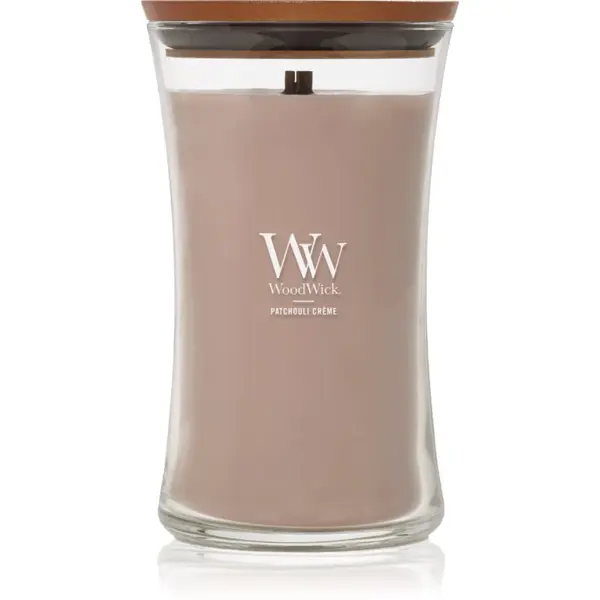 Woodwick Woodwick Opulent Wood Patchouli Creme ароматна свещ с дървен фитил 609.5 гр.