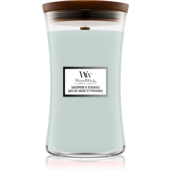 Woodwick Woodwick Sagewood & Seagrass ароматна свещ с дървен фитил 609 гр.