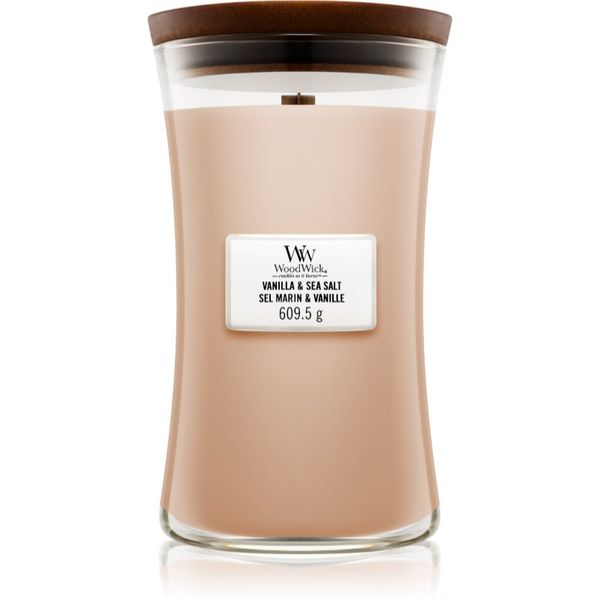 Woodwick Woodwick Vanilla & Sea Salt ароматна свещ  с дървен фитил 609.5 гр.