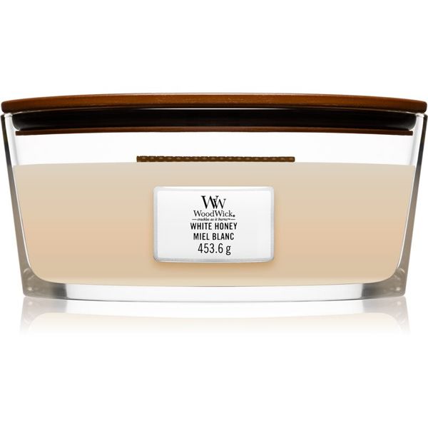 Woodwick Woodwick White Honey ароматна свещ  с дървен фитил (hearthwick) 453 гр.