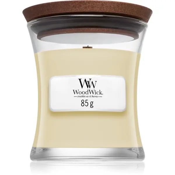 Woodwick Woodwick White Teak ароматна свещ с дървен фитил 85 гр.