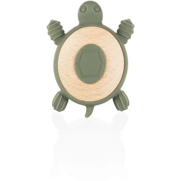 Zopa Zopa Silicone Wooden Teether Turtle гризалка 0 m+ Forest Green 1 бр.