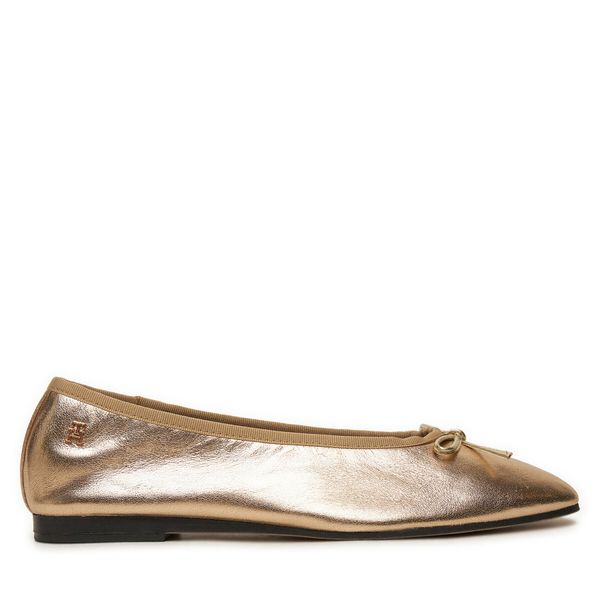 Tommy Hilfiger Балеринки Tommy Hilfiger Ballerina Soft Leather Metallic FW0FW08452 Златист