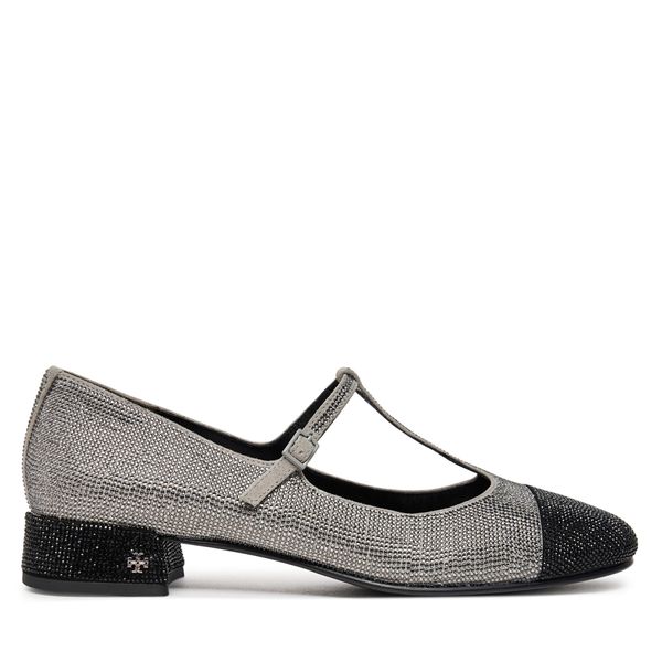 Tory Burch Балеринки Tory Burch Cap-Toe T-Strap Pave Heeled 159830 Сребрист