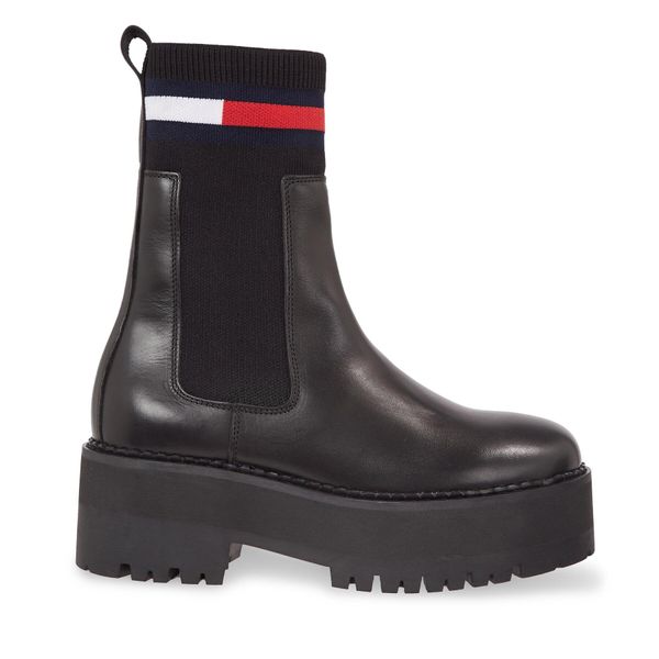 Tommy Jeans Боти тип челси Tommy Jeans Tjw Flatform Chelsea Sock EN0EN02301 Черен