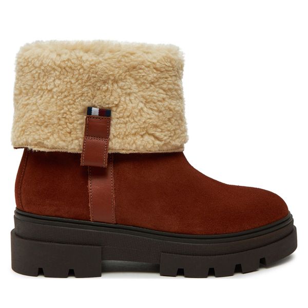 Tommy Hilfiger Боти Tommy Hilfiger Faux Fur Suede Roll-Down Boot FW0FW08158 Кафяв