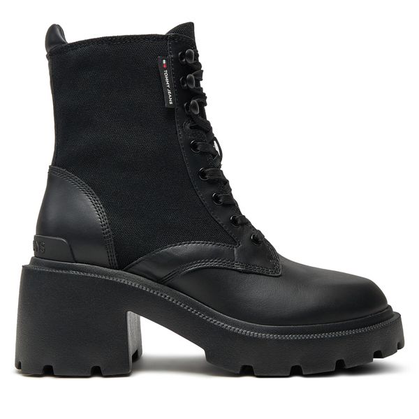 Tommy Jeans Боти Tommy Jeans Tjw Mid Heel Boot Mix Media EN0EN02556 Черен