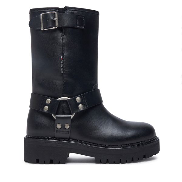 Tommy Jeans Боти Tommy Jeans Tjw Urban Biker Boot Leather EN0EN02728 Черен