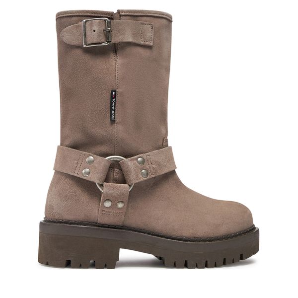 Tommy Jeans Боти Tommy Jeans Tjw Urban Biker Boot Suede EN0EN02729 Сив