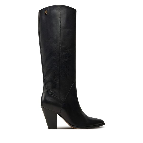 Tommy Hilfiger Ботуши Tommy Hilfiger High Cowboy Heel Boot Leather FW0FW08296 Черен