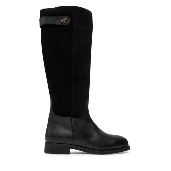 Tommy Hilfiger Ботуши Tommy Hilfiger Th Stud Leather Mix Long Boot FW0FW08341 Черен