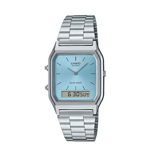 Casio Часовник Casio Vintage Maxi AQ-230A-2A1MQYES Silver/Blue
