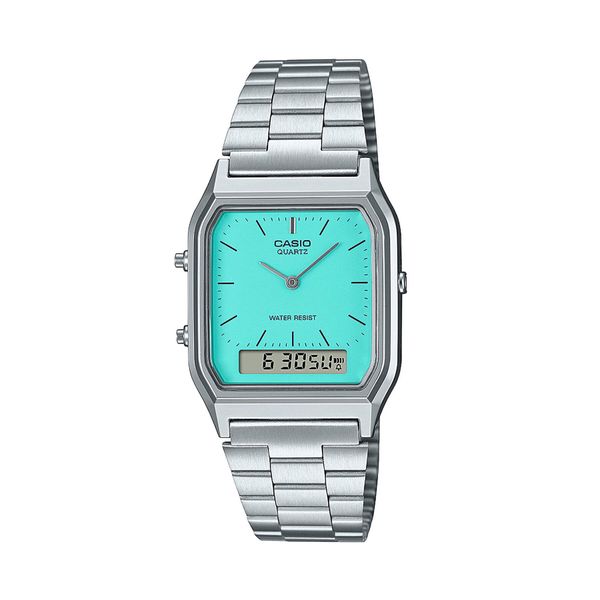Casio Часовник Casio Vintage Maxi AQ-230A-2A2MQYES Silver/Blue