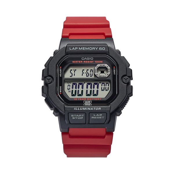 Casio Часовник Casio WS-1400H-4AVEF Red/Black