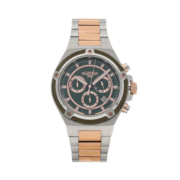 Roamer Часовник Roamer Tempomaster Chrono 221837 49 75 20 Green/Rose Gold/Silver