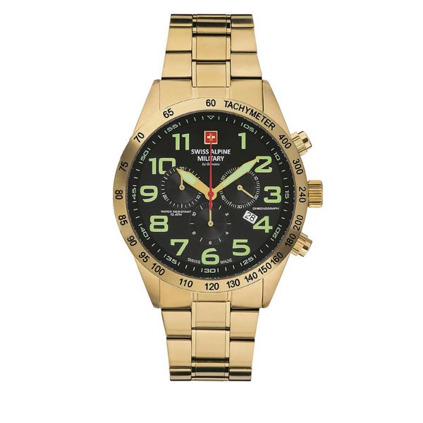 Swiss Alpine Military Часовник Swiss Alpine Military 7047.9114 Black/Gold/Gold