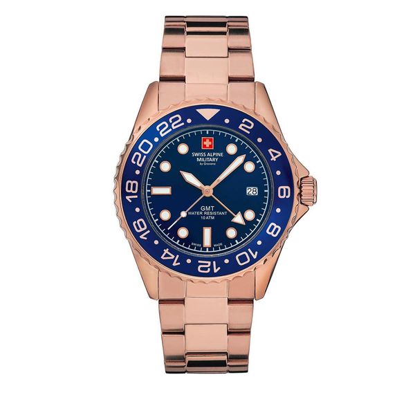 Swiss Alpine Military Часовник Swiss Alpine Military 7052.1165 Blue/Rose Gold/Rose Gold