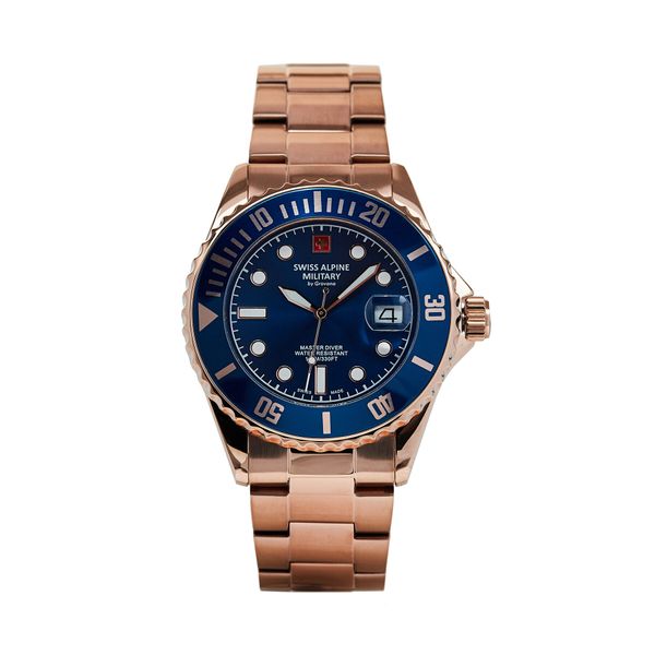 Swiss Alpine Military Часовник Swiss Alpine Military 7053.1165 Rose Gold/Navy
