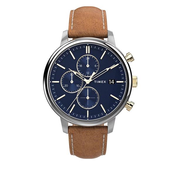 Timex Часовник Timex Chicago Chronograph 45mm TW2U39000 Кафяв