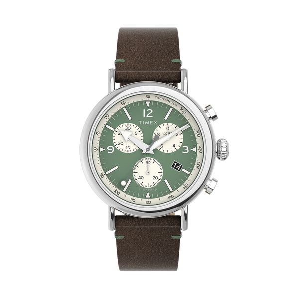 Timex Часовник Timex Standard Chronograph 41mm Eco-Friendly TW2V71000 Brown/Green