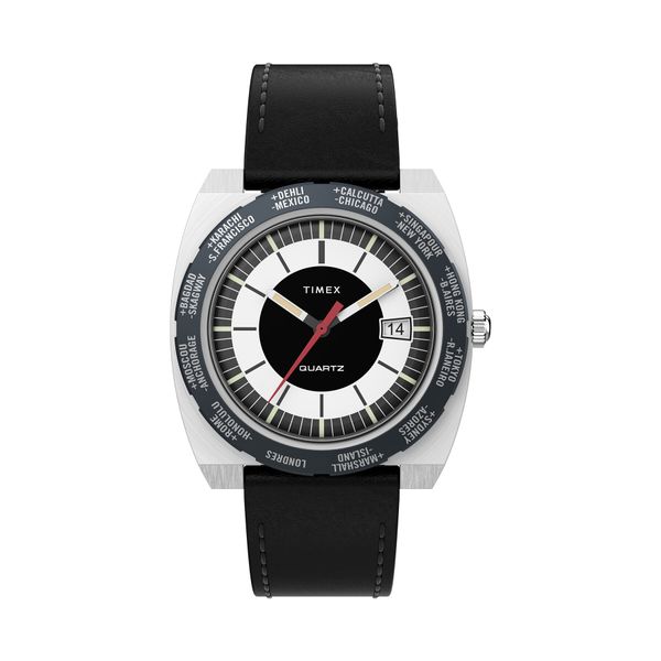 Timex Часовник Timex World Time 1972 Reissue TW2V69500 Черен