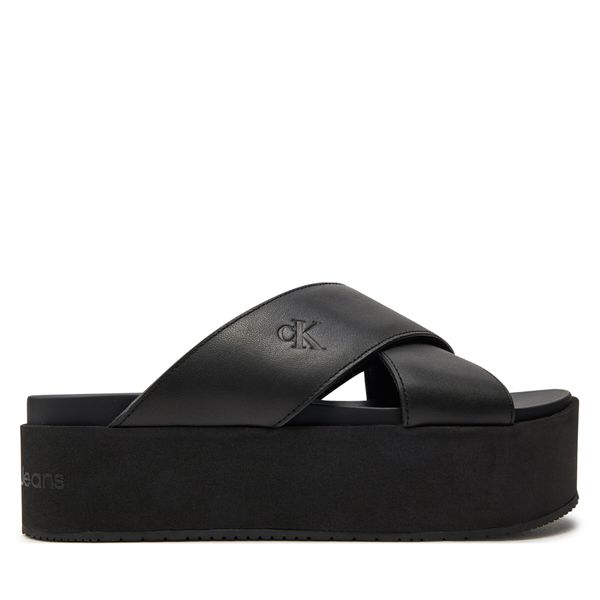 Calvin Klein Jeans Чехли Calvin Klein Jeans Flatform Cross Mg Uc YW0YW01349 Черен
