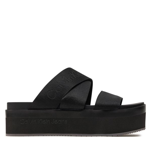 Calvin Klein Jeans Чехли Calvin Klein Jeans Flatform Sandal Webbing In Mr YW0YW01361 Черен