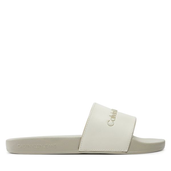 Calvin Klein Jeans Чехли Calvin Klein Jeans Slide Instituitional Mtr YW0YW01508 Екрю